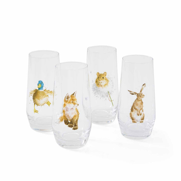 Wrendale Designs – "Set of 4" Country Animal Hi-Ball Gläser