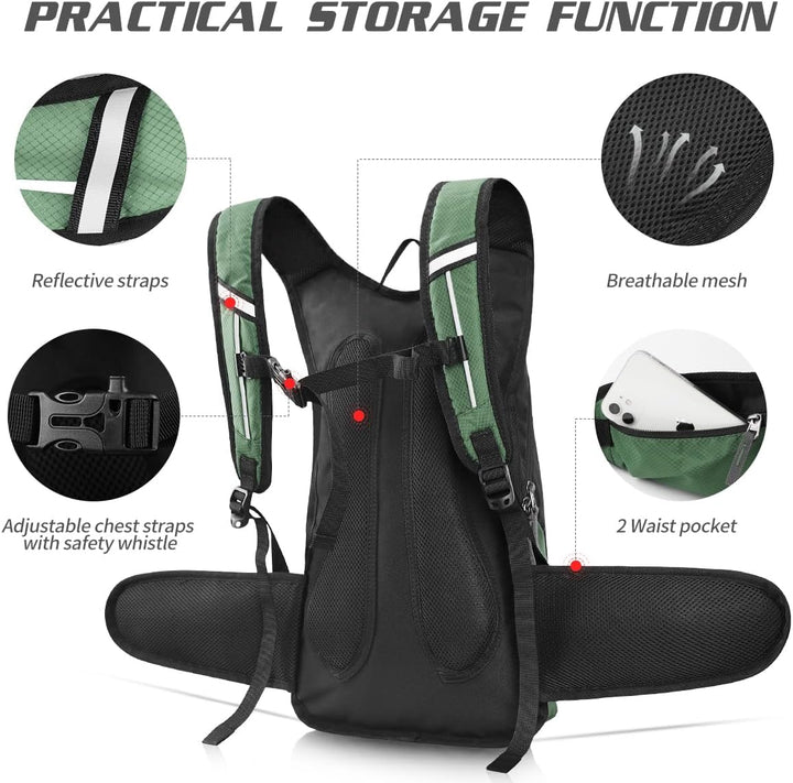 Trinkrucksack mit Trinkblase 3L BPA-Frei, Wasserdichter Outdoor-Rucksack, Rucksack mit Trinksystem,
