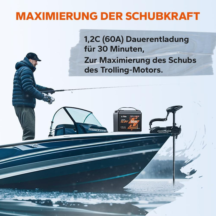 LiTime LiFePO4 12V 50TM Bluetooth Tieftemperaturschutz LiFePO4 Lithium Batterie, 50A BMS, Max. 15000