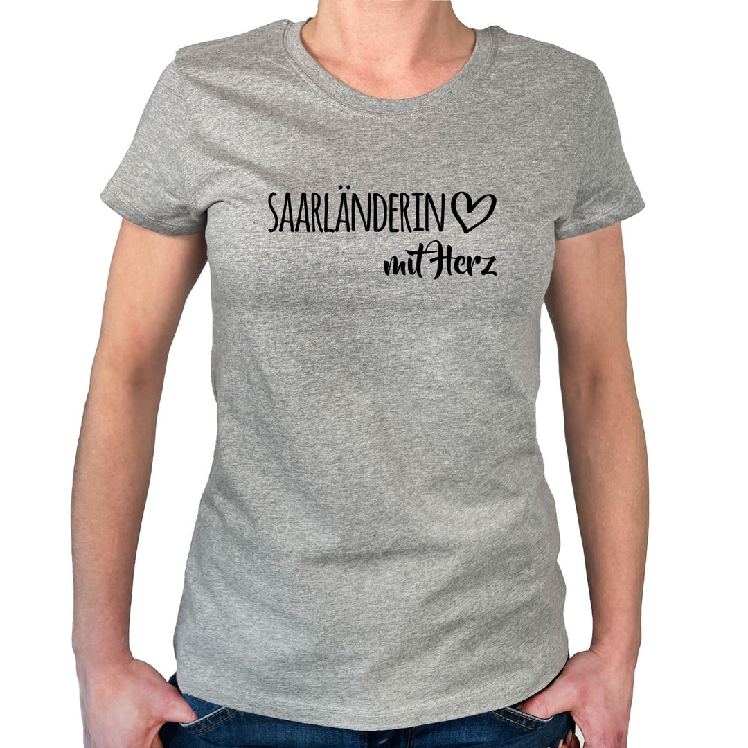 Huuraa Damen T-Shirt Saarländerin mit Herz Geschenk Grösse XS-XXL Bio Baumwolle Fairtrade Saarländer