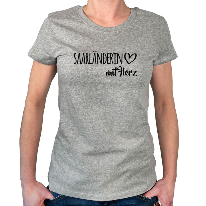 Huuraa Damen T-Shirt Saarländerin mit Herz Geschenk Grösse XS-XXL Bio Baumwolle Fairtrade Saarländer