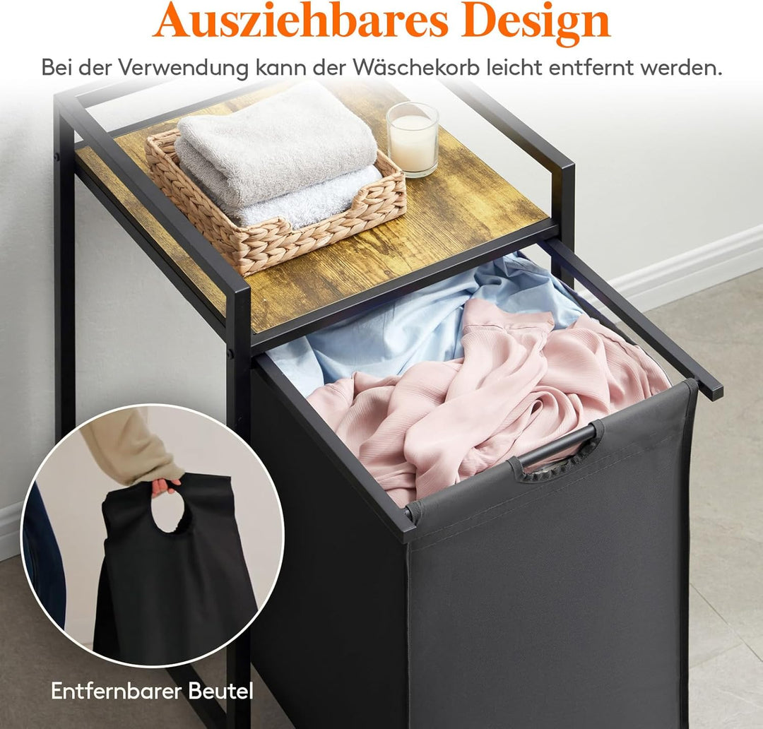 Lifewit Wäschekorb, fasst 69 Liter Wäschekorb mit Ablagefläche und herausziehbaren Säcken, Wäschesor
