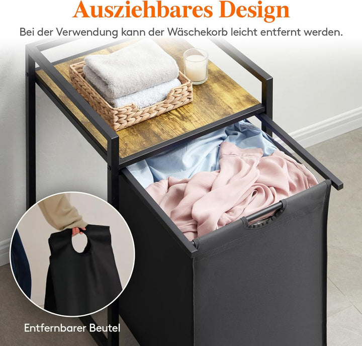 Lifewit Wäschekorb, fasst 69 Liter Wäschekorb mit Ablagefläche und herausziehbaren Säcken, Wäschesor