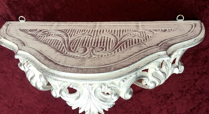 Barock Wandkonsole, Konsole, Antik Wandregal, Spiegelkonsole Weiss Silber Dualcolour 38x20x16 Ablage