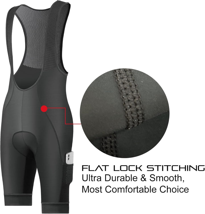 CEROTIPOLAR Radhosen für Herren, Lange Polsterung, Fahrrad-Bib-Shorts UPF50+ L Black-7, L Black-7