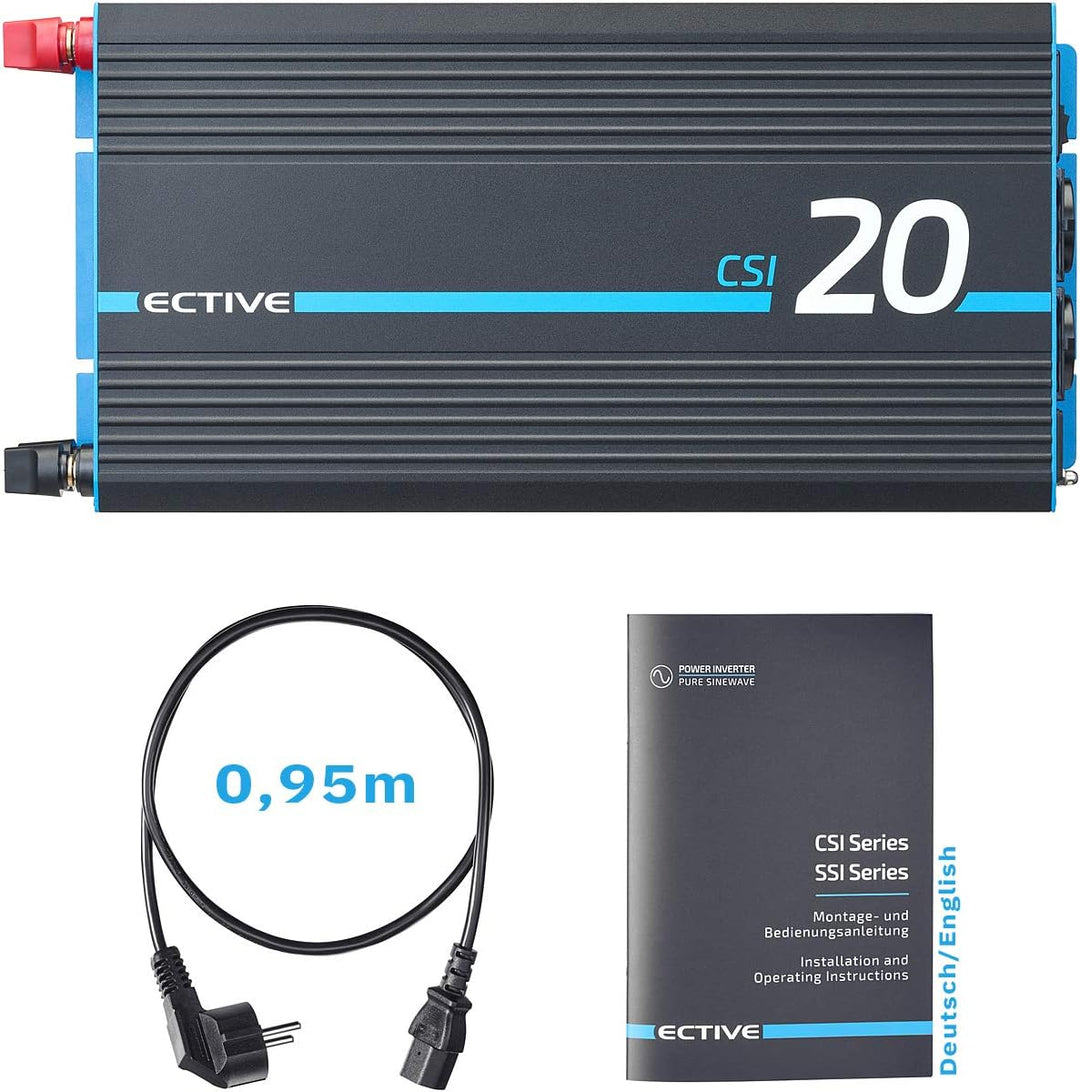 ECTIVE Reiner Sinus Wechselrichter CSI 20-2000W, 24V auf 230V, USB, USV Funktion, Überhitzungsschutz
