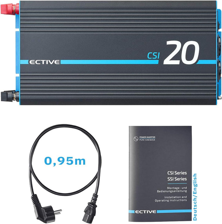 ECTIVE Reiner Sinus Wechselrichter CSI 20-2000W, 24V auf 230V, USB, USV Funktion, Überhitzungsschutz