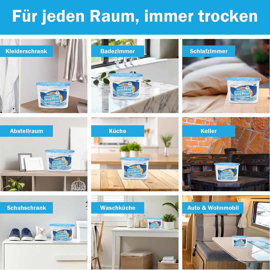 Feuchtigkeitsabsorber 6er-Pack, Schnell wirkender Luftentfeuchter mit auslaufsicherem Design, Langan