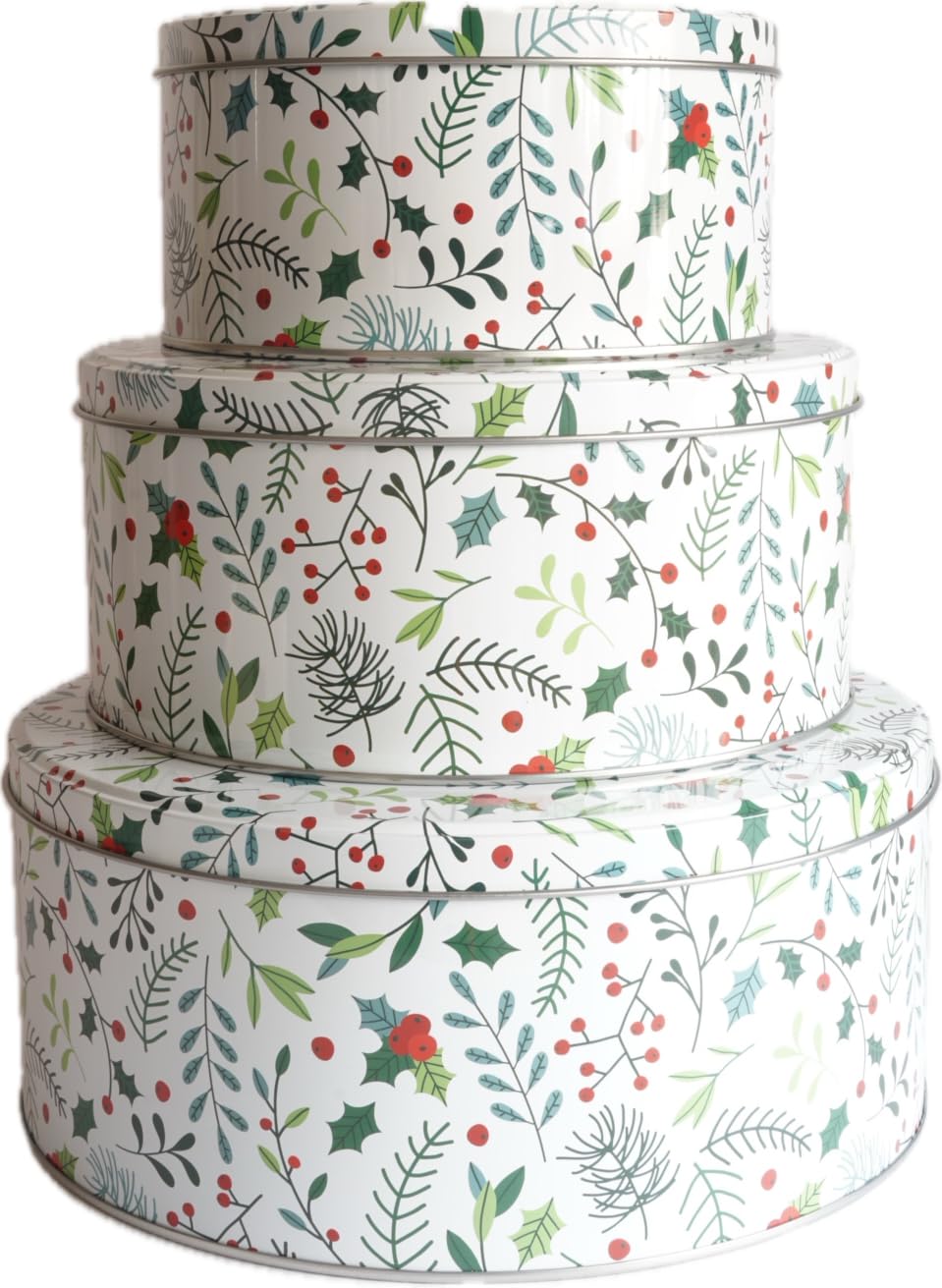 khevga Keksdose Weihnachten Set Plätzchendose aus Blech Set (weiss-bunt), Weiss-bunt