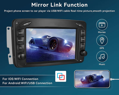 Android 11 Autoradio für Mercedes Benz W203 CLK W209 C-Klasse Autoradio Bluetooth 2 Din mit Navi 7 Z