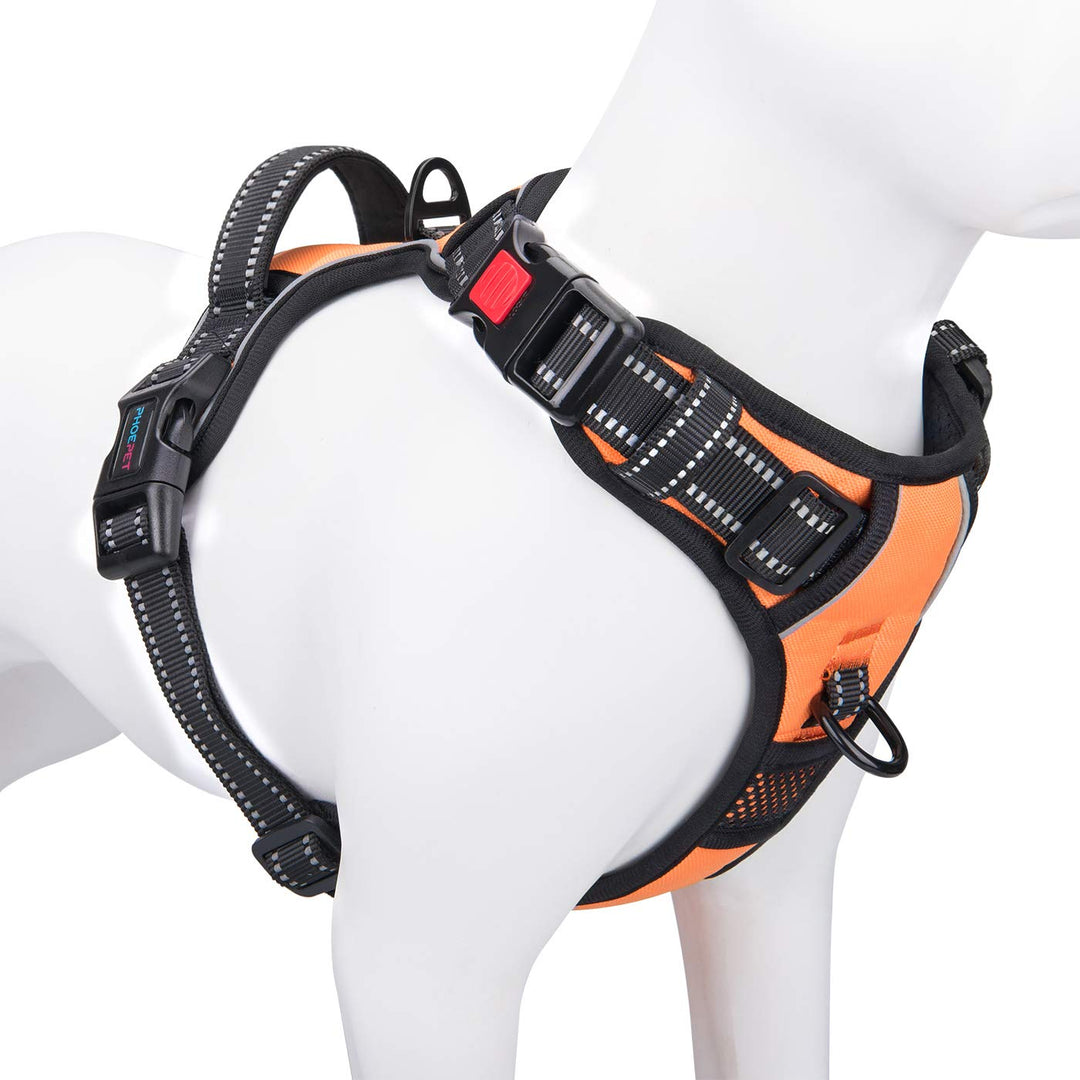 Phoepet Anti-Zieh-Hundegeschirr, reflektierend, verstellbar, mit Clip an der Vorderseite, Weste mit
