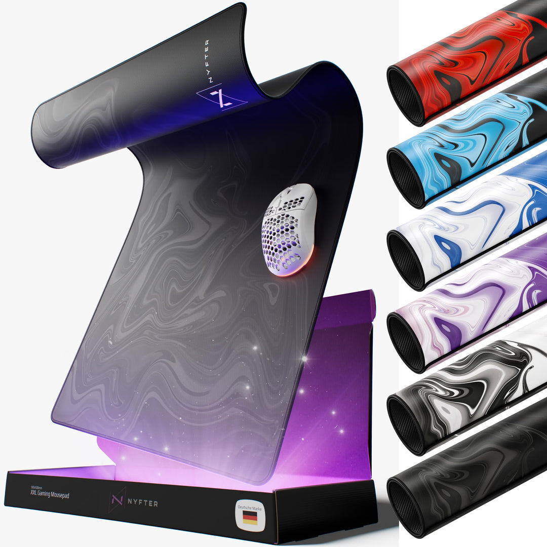 Nyfter - XXL Gaming Mauspad Liquid Design 900 x 500mm Premium Mousepad Size XXL vernähte Kanten lang