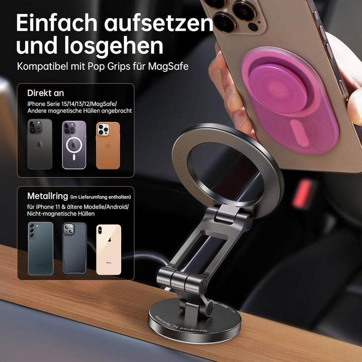 SYNCWIRE Handyhalterung Auto für MagSafe Autohalterung Starker Magnet[Faltbar & Vollmetall] Magnetis
