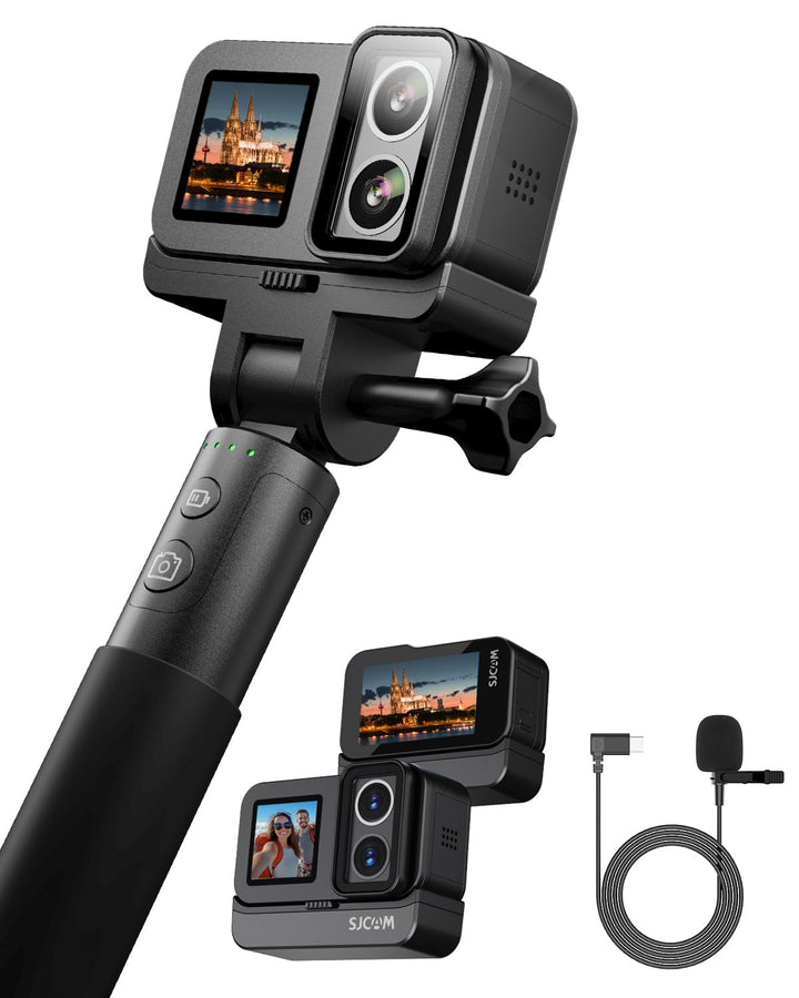 SJCAM SJ20 Action Kamera 4K – Dual-Lens Sportkamera mit 8H Selfie-Stick, Supernachtmodus, HDR, 8X Zo