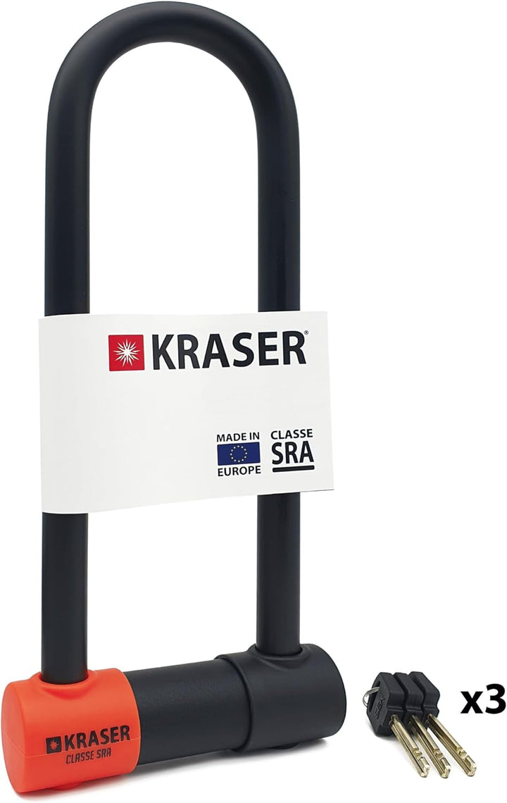 KRASER KR85L Anti-Diebstahl Motorrad Fahrradschloss Bügelschloss Vorhängeschloss U Homologiert SRA-S