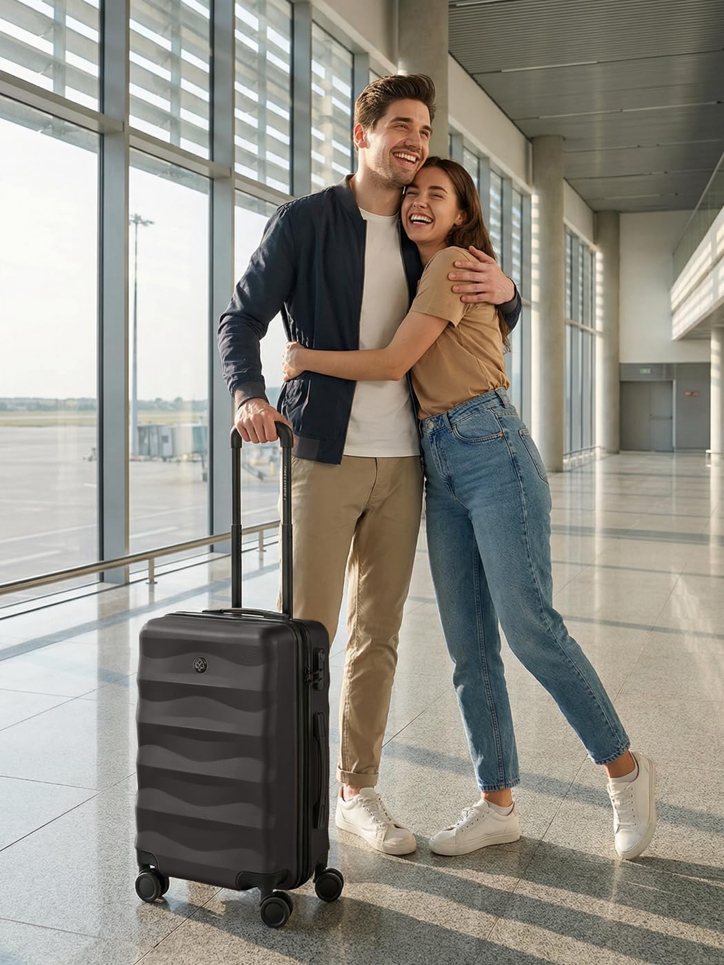 Smartbox Hartschalen Kabinen-Koffer für Damen &amp; Herren | Kleiner Trolley 38 x 22 x 55 cm aus hochwer