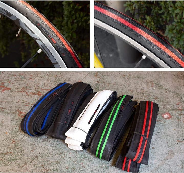 GORIX Road Bike Slick Tire 700×23C or 700×25C Cycling Bicycle (Passion) 700×23c Black×Red(1 Tire), 7