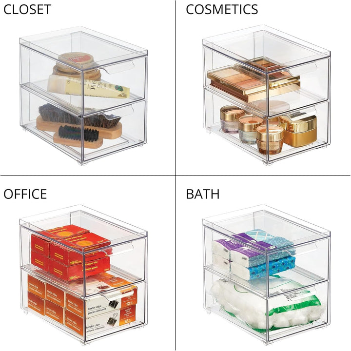 mDesign Aufbewahrungsbox mit Schublade – stabile Schubladenbox aus Kunststoff zur Schuhaufbewahrung