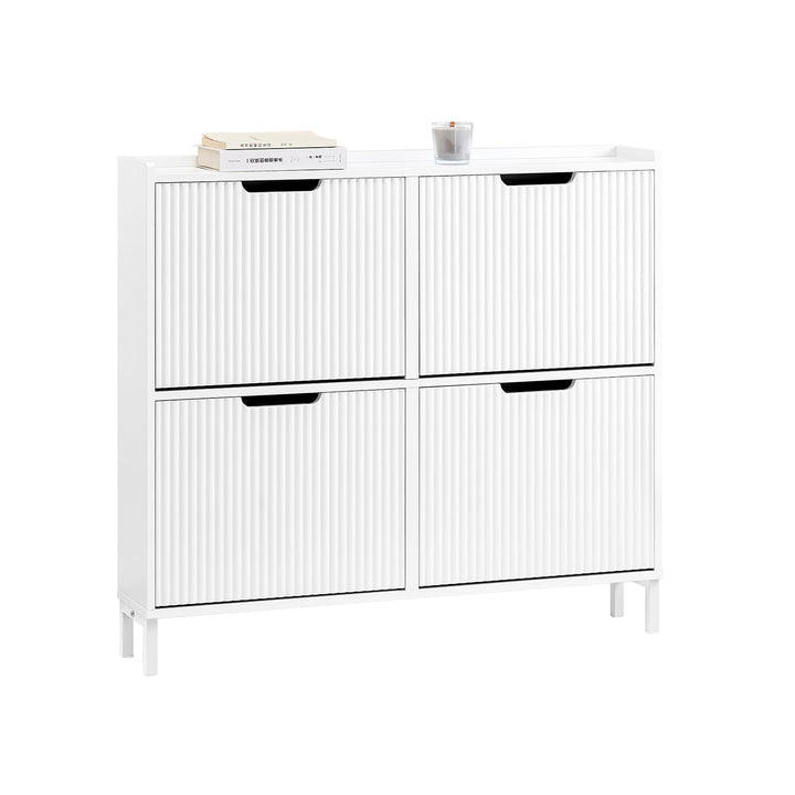 SoBuy Schuhschrank Schmal - Schuhkipper Schmal mit 4 Türen - Ideal für Enge Flure, Eingangsbereich o