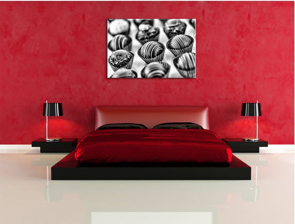 Monocrome, Süsse Pralinen , Format: 100x70 auf Leinwand, XXL riesige Bilder fertig gerahmt mit Keilr