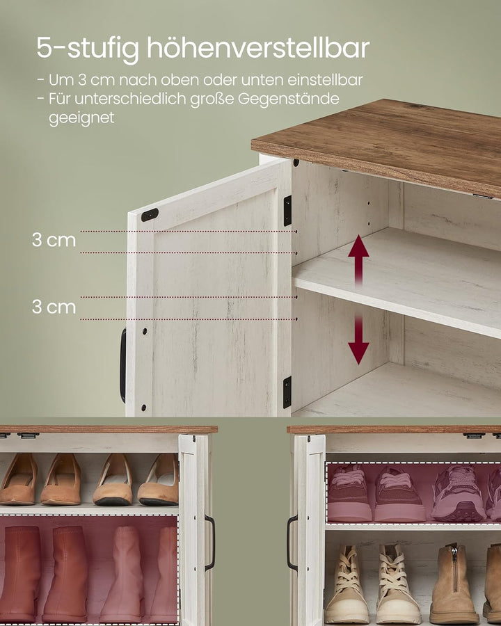 VASAGLE Schuhschrank, Schuhregal, Schuhaufbewahrung, traditioneller amerikanischer Stil, Schuh-Organ