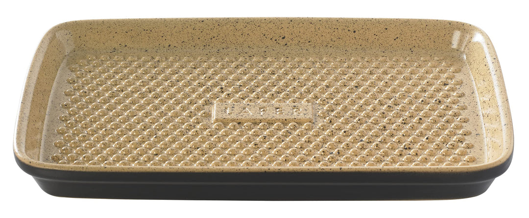 Römertopf BBQ Plancha vielseitige rechteckige Grill-Plancha mit Grillnoppen aus Naturton für Grill &amp;