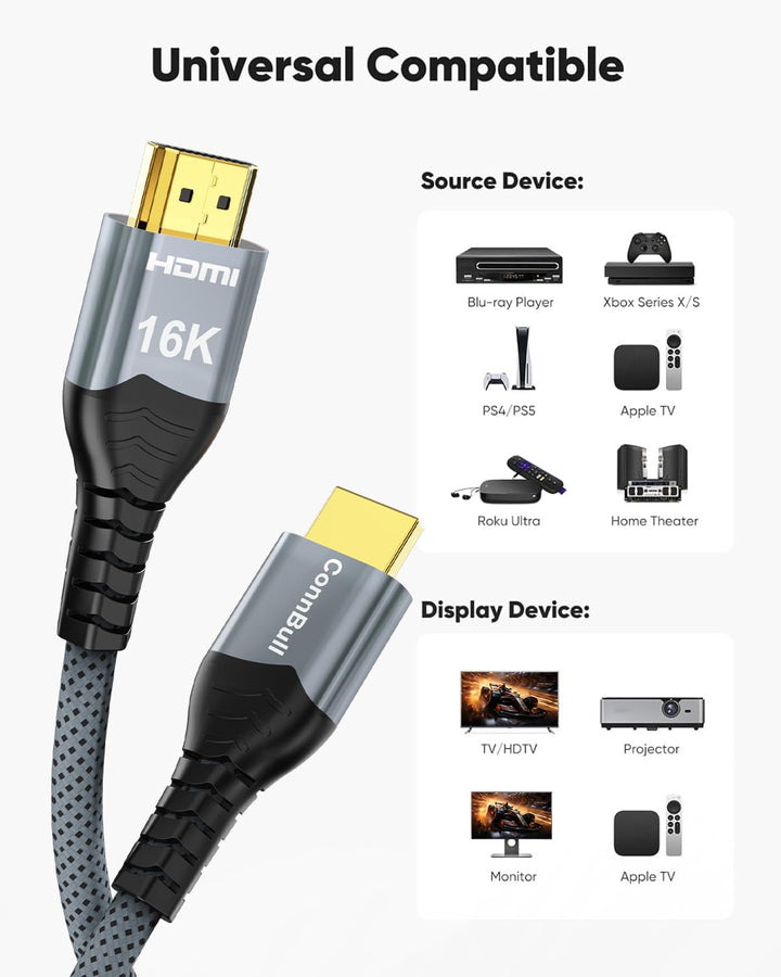 16K 10K 8K HDMI 2.2 Kabel 96Gbps 3m, Ultra High Speed HDMI Kabel Unterstützt16K 60Hz 8K 240Hz 4K 480