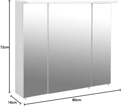 Schildmeyer Spiegelschrank 800.1 Profil Weiss Glanz, 80 x 16 x 72,3 cm, 80 x 16 x 72,3 cm