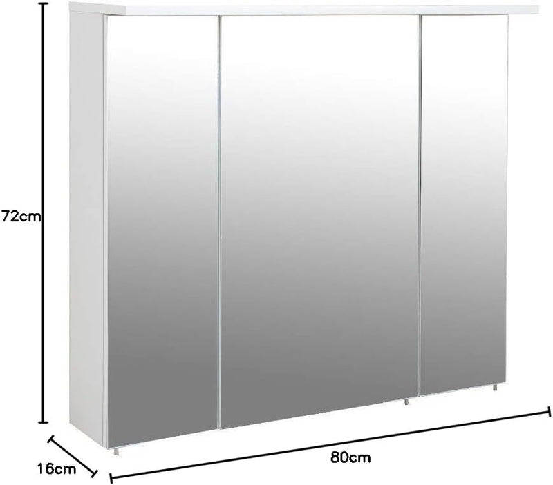 Schildmeyer Spiegelschrank 800.1 Profil Weiss Glanz, 80 x 16 x 72,3 cm, 80 x 16 x 72,3 cm