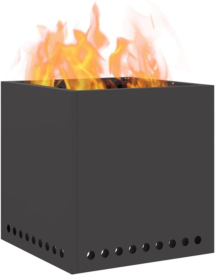 Rauchfreier Feuerkorb Schwarz 48 x 48 x 50 cm Stahl für Garten, Terrasse, Aussende