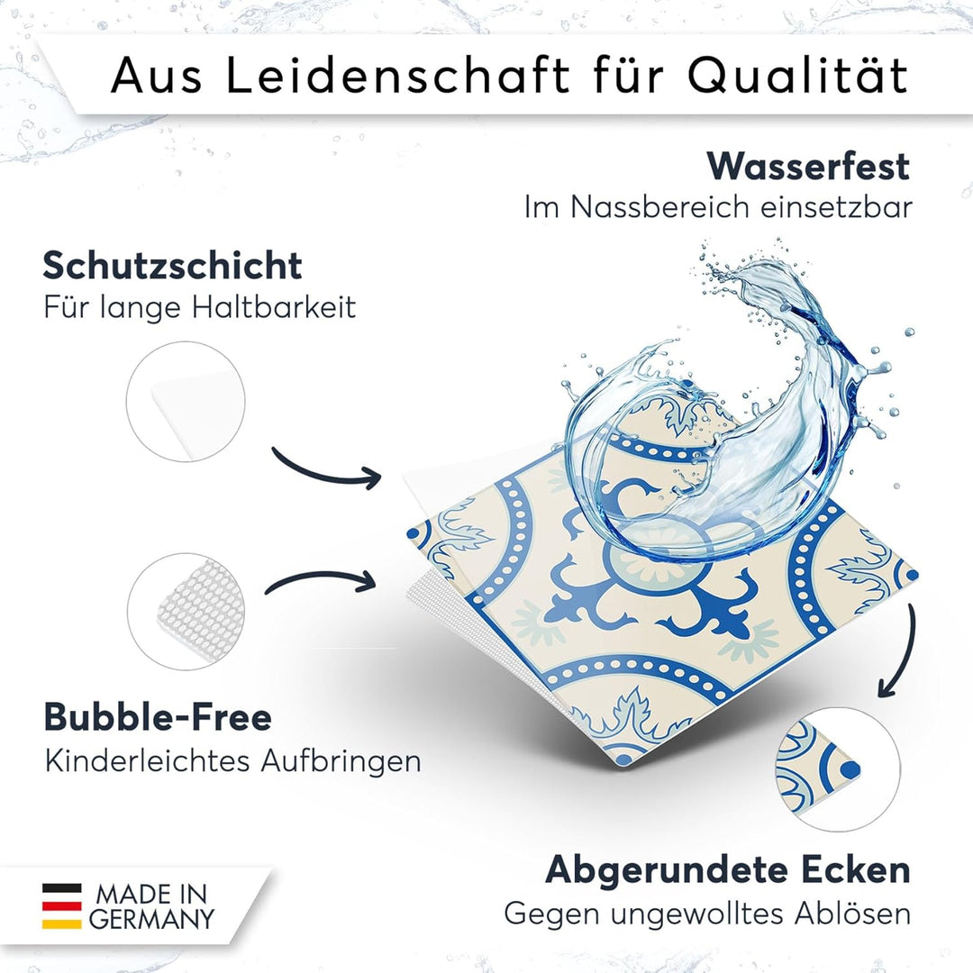 20 Stück Fliesenfolie für Bad und Küche 20x20 cm - Klebefliesen, Mosaikfliesen - Klebefolie Fliesen