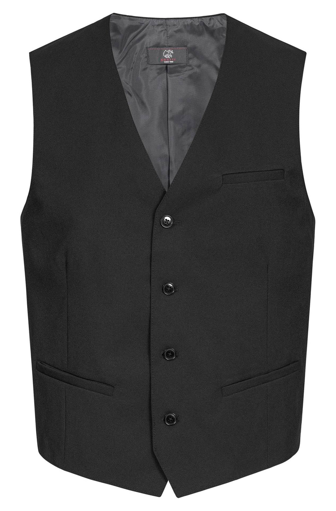 GREIFF Moderne Herren-Weste | 4 Knöpfe| 4 Taschen | Regular-Fit | Gefüttert | Farbe: Schwarz 102 Sch