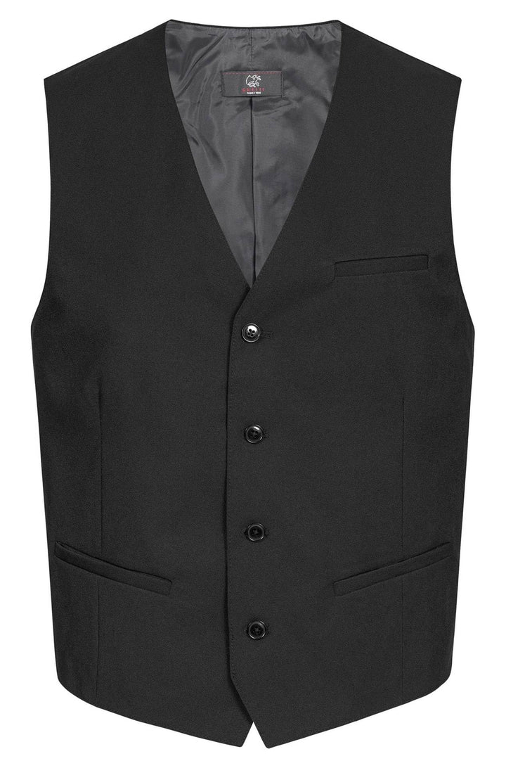 GREIFF Moderne Herren-Weste | 4 Knöpfe| 4 Taschen | Regular-Fit | Gefüttert | Farbe: Schwarz 102 Sch