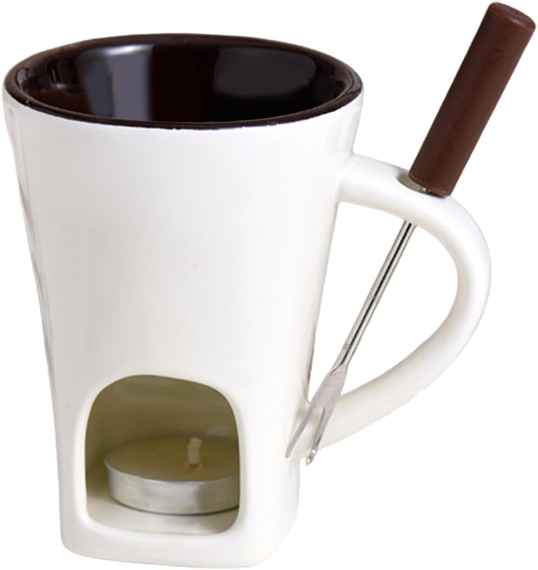 Fondue Becher,Hitzebeständig Und Aus Keramik Mit Gabel Und Kerze | Desserts Keramik Fondue-Set - Für
