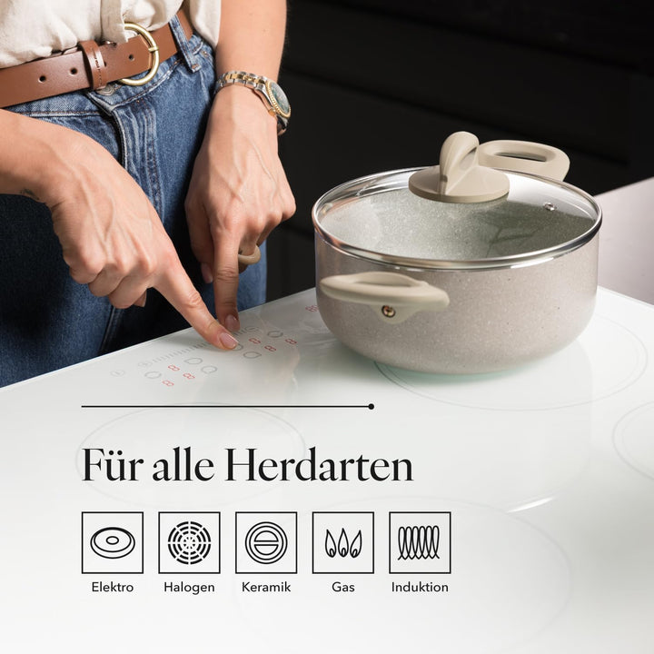 FLORINA Aluminiumtopf ISLA 4,1L I 24 cm I Aluminium Kochtopf mit Antihaftbeschichtung | Schnelles un
