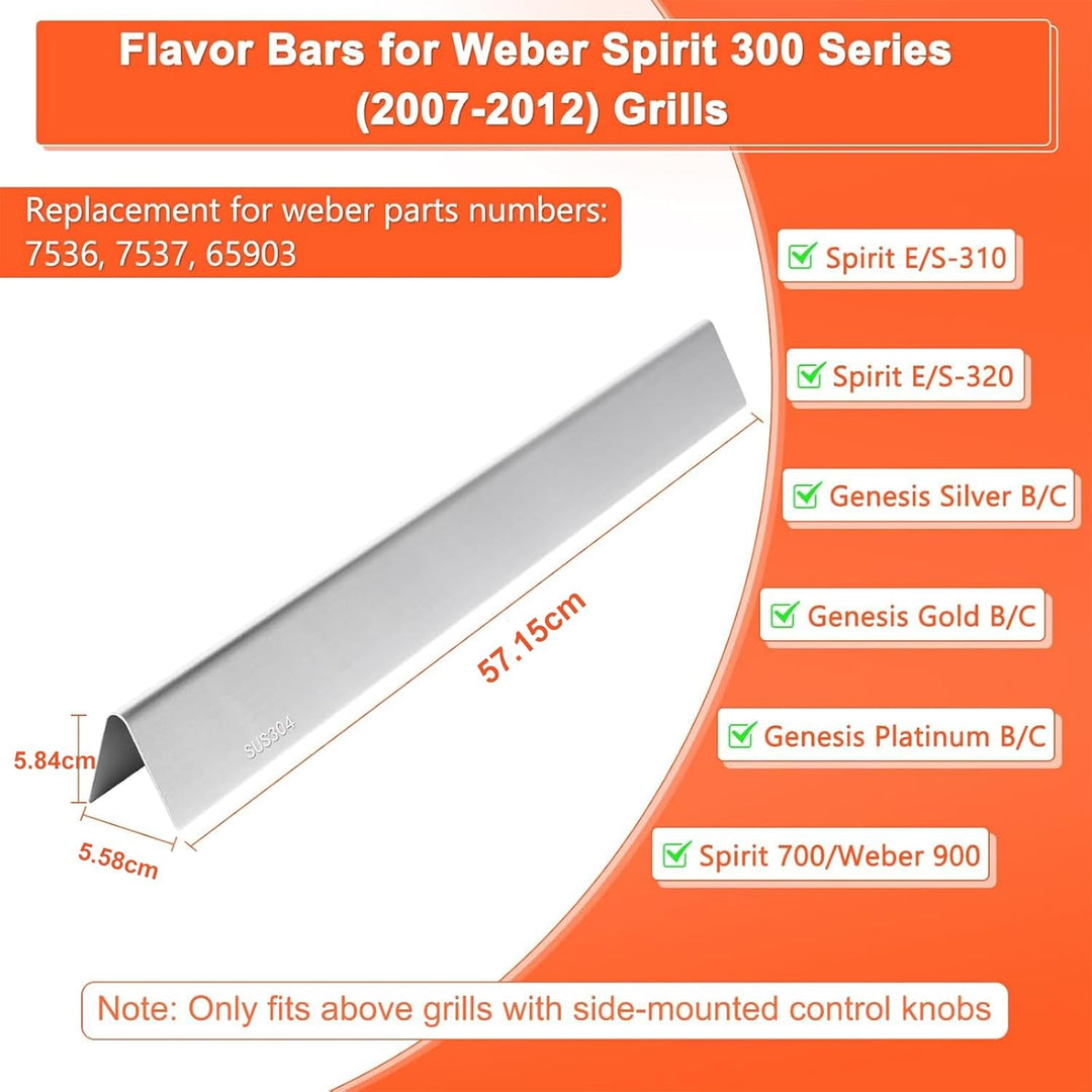 GFTIME 57cm Flavorizer Bars 7537 für Weber Spirit E310/320 (2007-2012) mit seitlichen Bedienknöpfen,