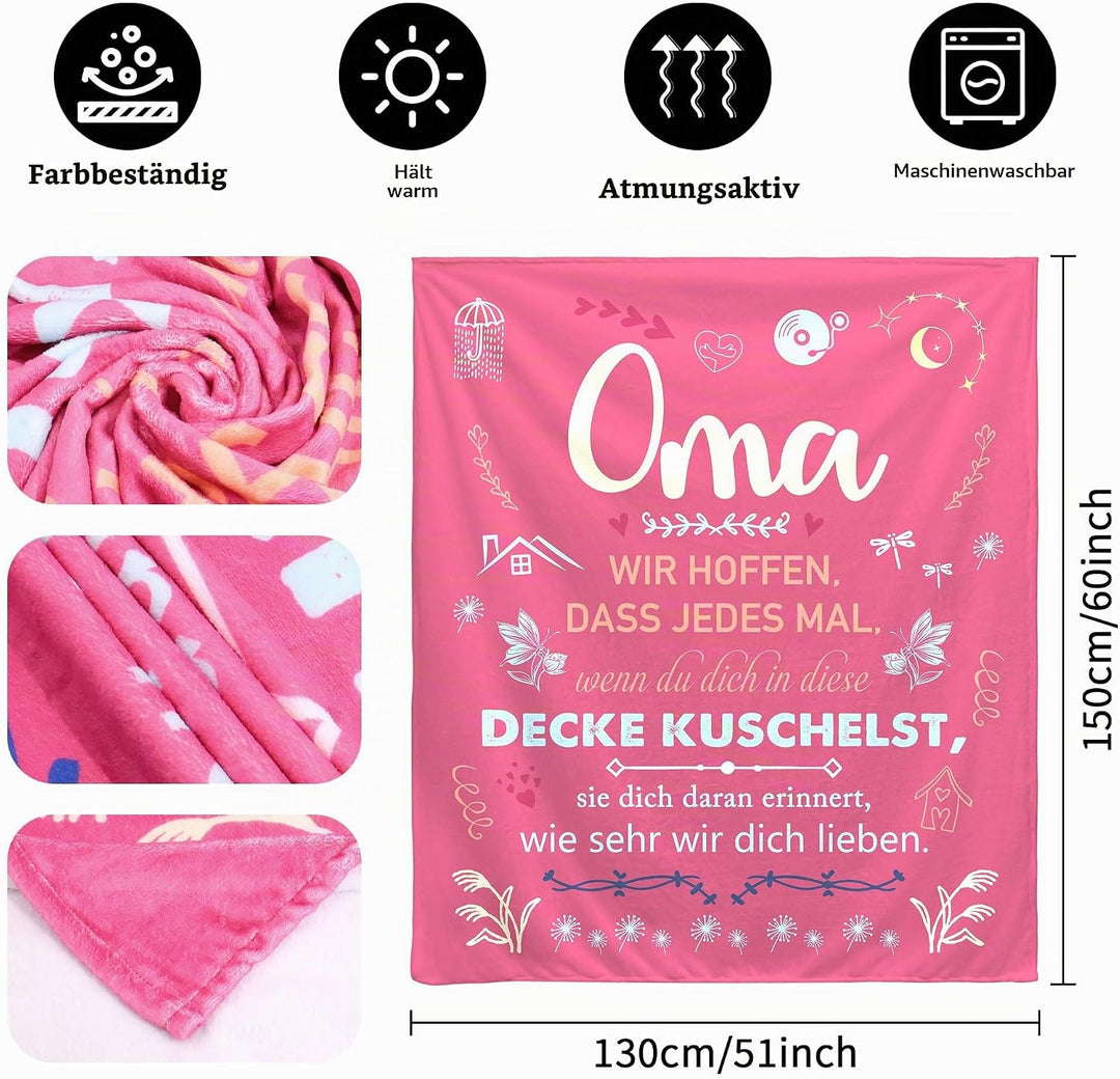 Original Renteneintritt Geschenke für Oma Frauen Kuscheldecke Geschenke für Grossmutter Weihnachten