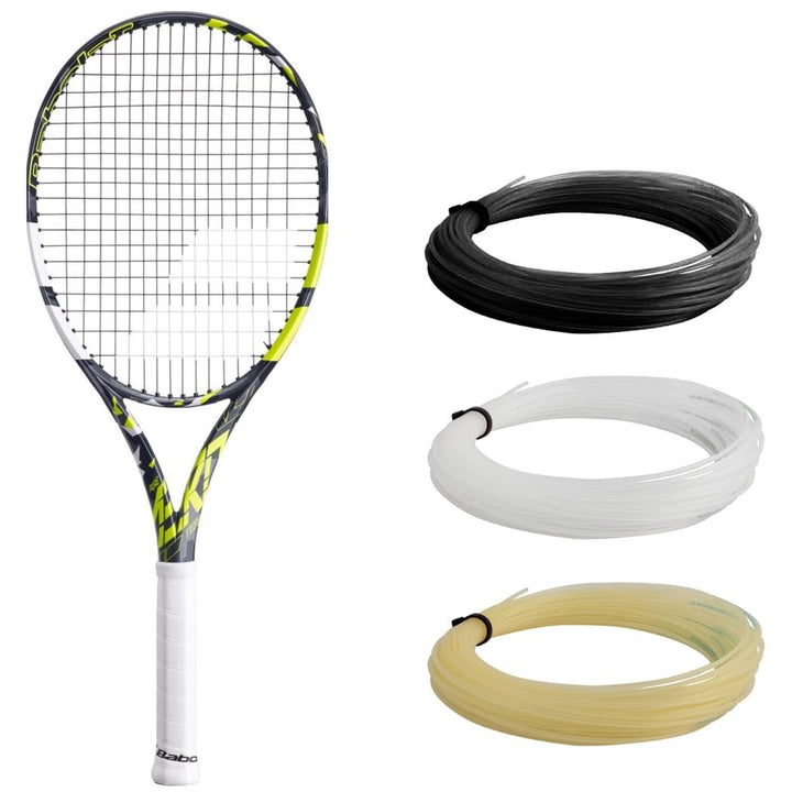 Babolat Pure Aero Team Tennis Racquet (7th Gen) - Strung with 16g White Babolat Syn Gut at Mid-Range