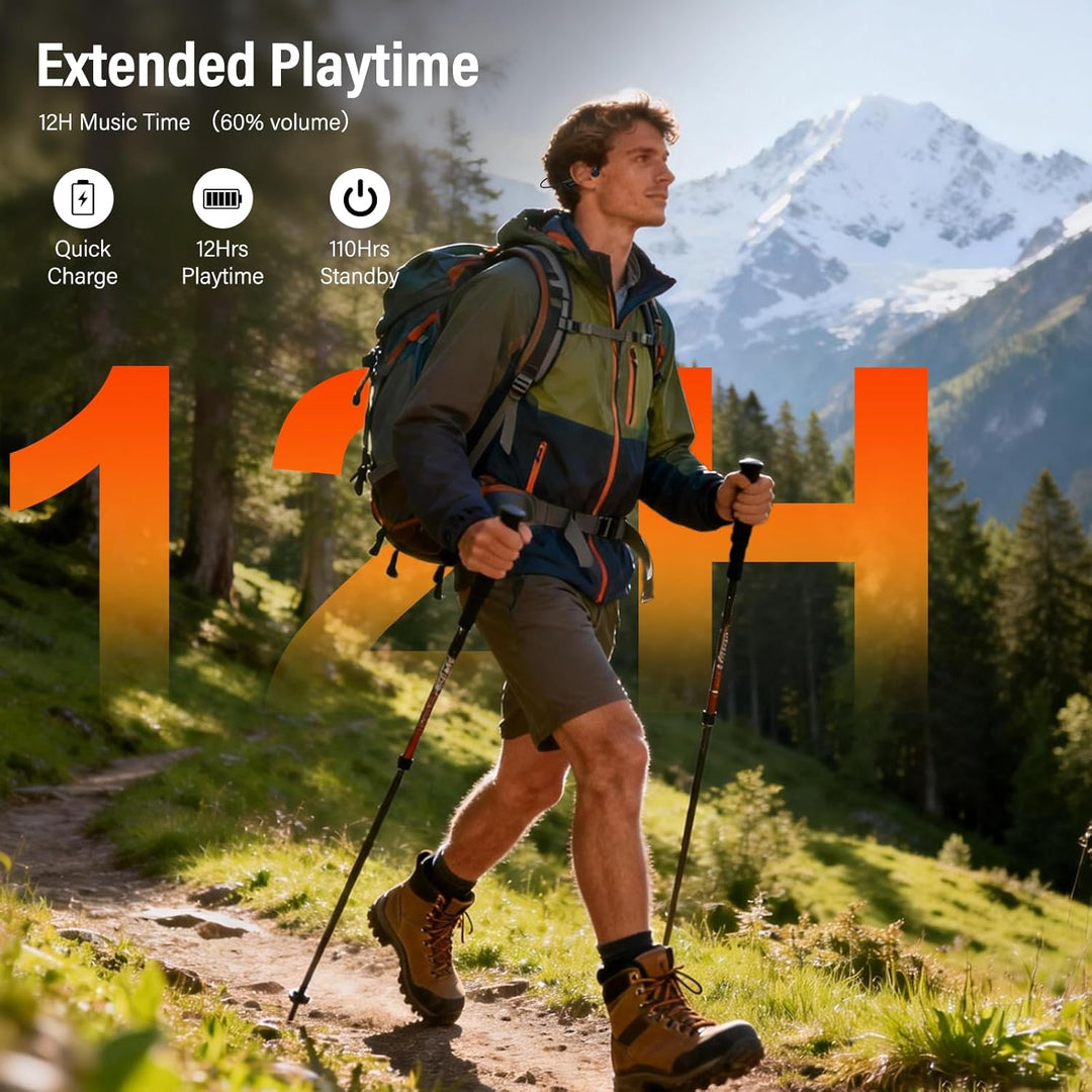 Knochenschall Kopfhörer, Bluetooth 6.0 Open Ear Kopfhörer mit 12 Stunden Spielzeit, LED-Anzeige, IPX