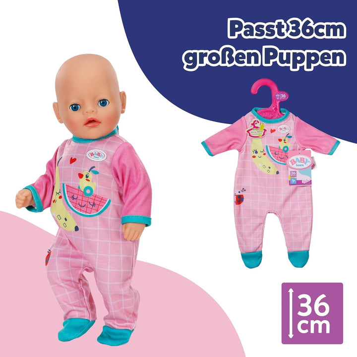 BABY born pinker Strampler - Puppenstrampler mit blauen Details & niedlichem Print - Hochwertige Pup