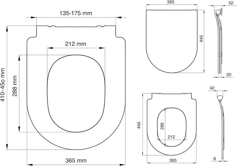 Tiger Tune WC-Sitz, Toilettensitz mit Absenkautomatik und Easy-Clean-Funktion, D-Form, Duroplast, Fa