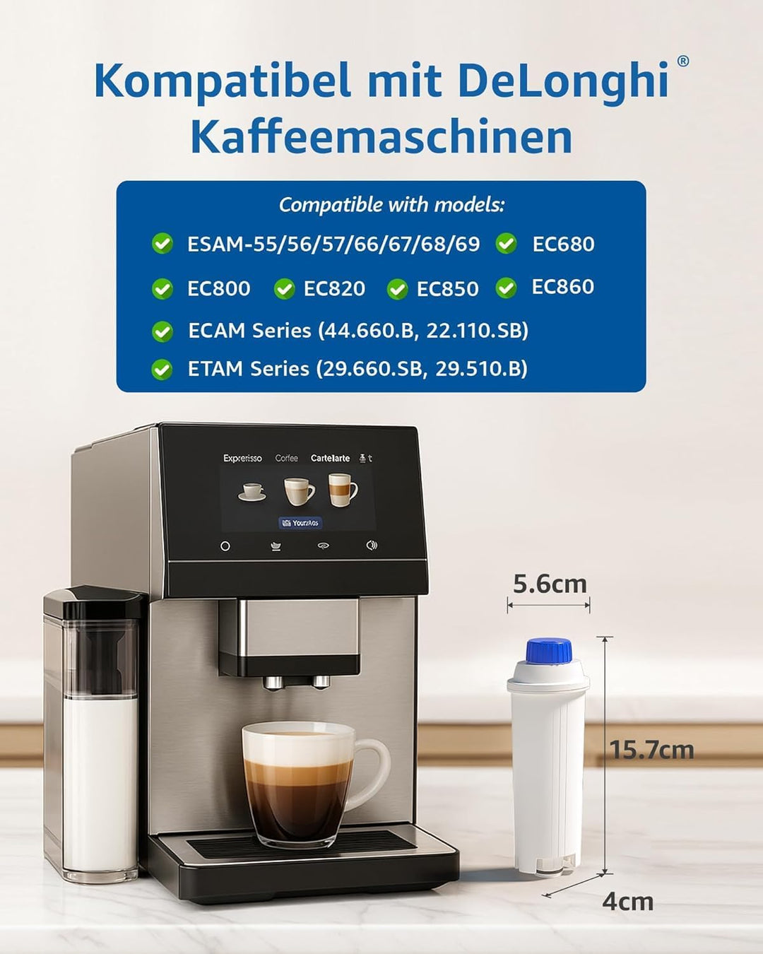 Maxblue Kaffee Wasserfilter, Ersatz für De'Longhi® DLSC002 9310926 SER3017 5513292811 Inklusive Vers