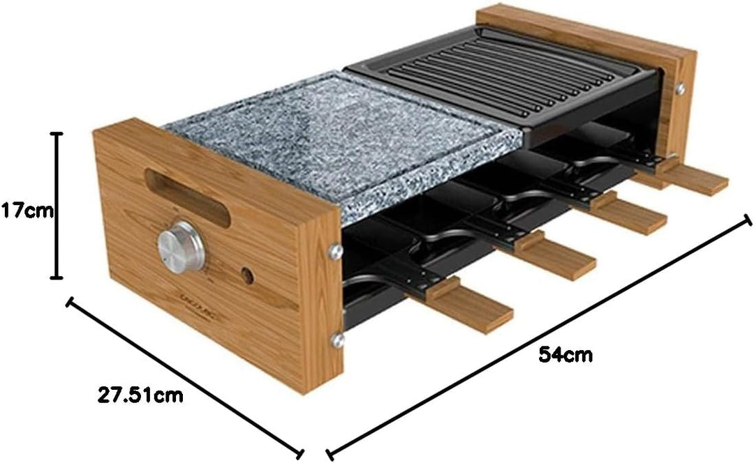 Cecotec Holz Raclette Käse & Grill 8200 Holz Schwarz. 1200 W, Grillfläche, 8 Einzelpfannen, Antihaft