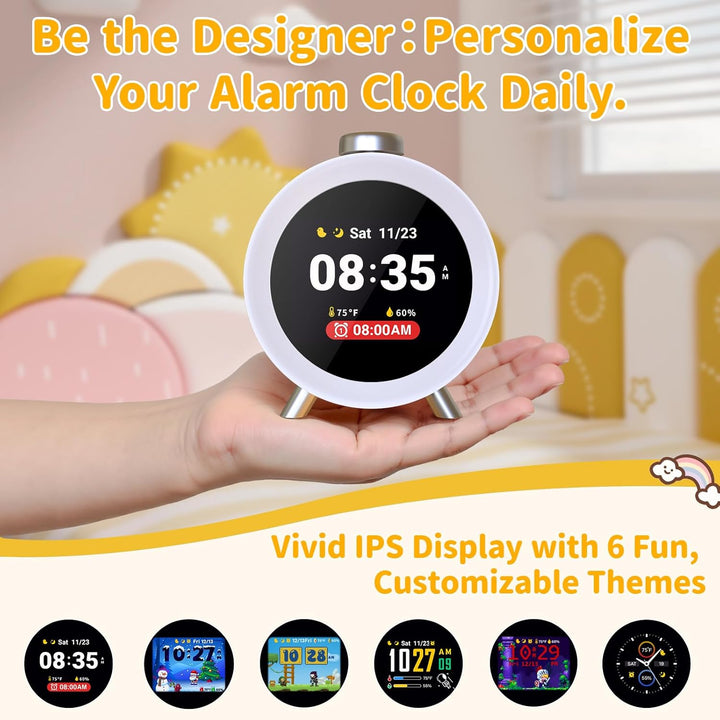 Dekala Kinderwecker mit IPS-Display, Interaktiven Themen & Animationen, Temperatur- & Feuchtigkeitss