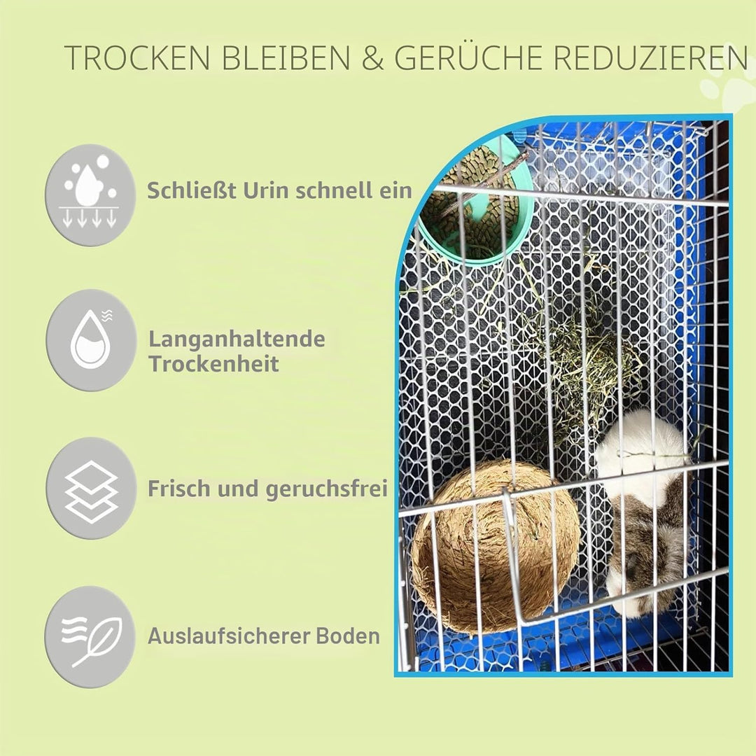 PIPI Matten für Kaninchen, Hygienematte für Meerschweinchen, 60 Stück Einweg-Käfigeinlagen mit Super