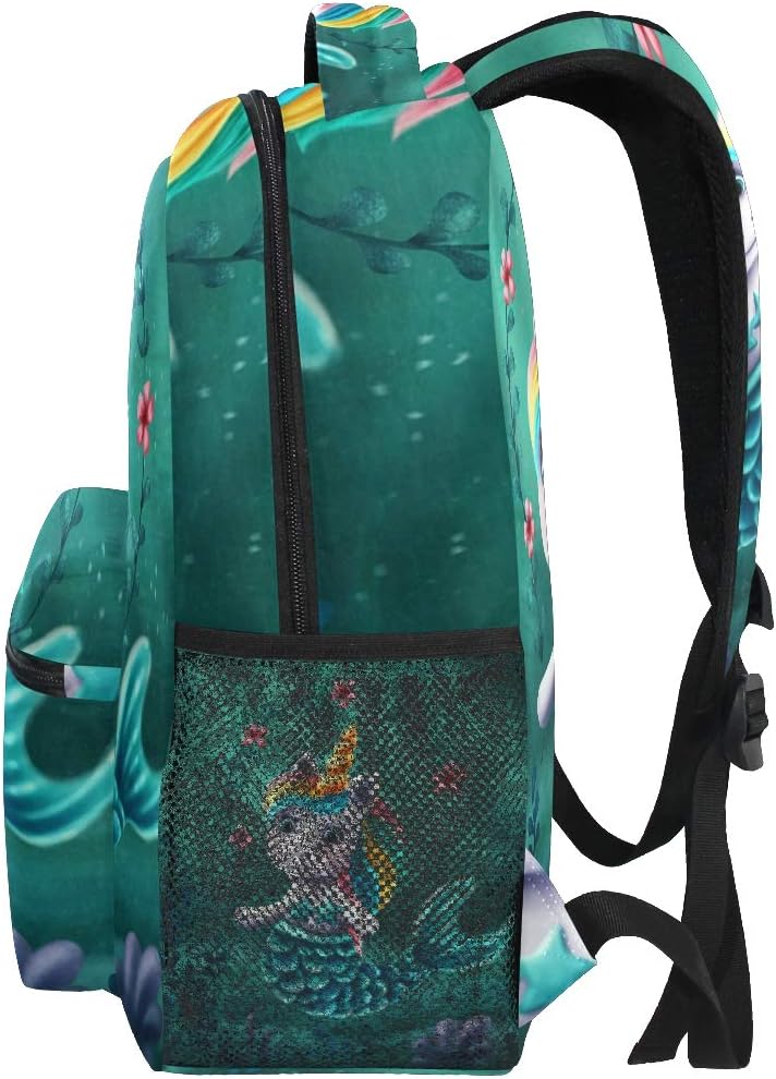 Süsse Meerjungfrau Einhorn Schulrucksack für Jungen Mädchen Kinder Reisetasche Bookbag