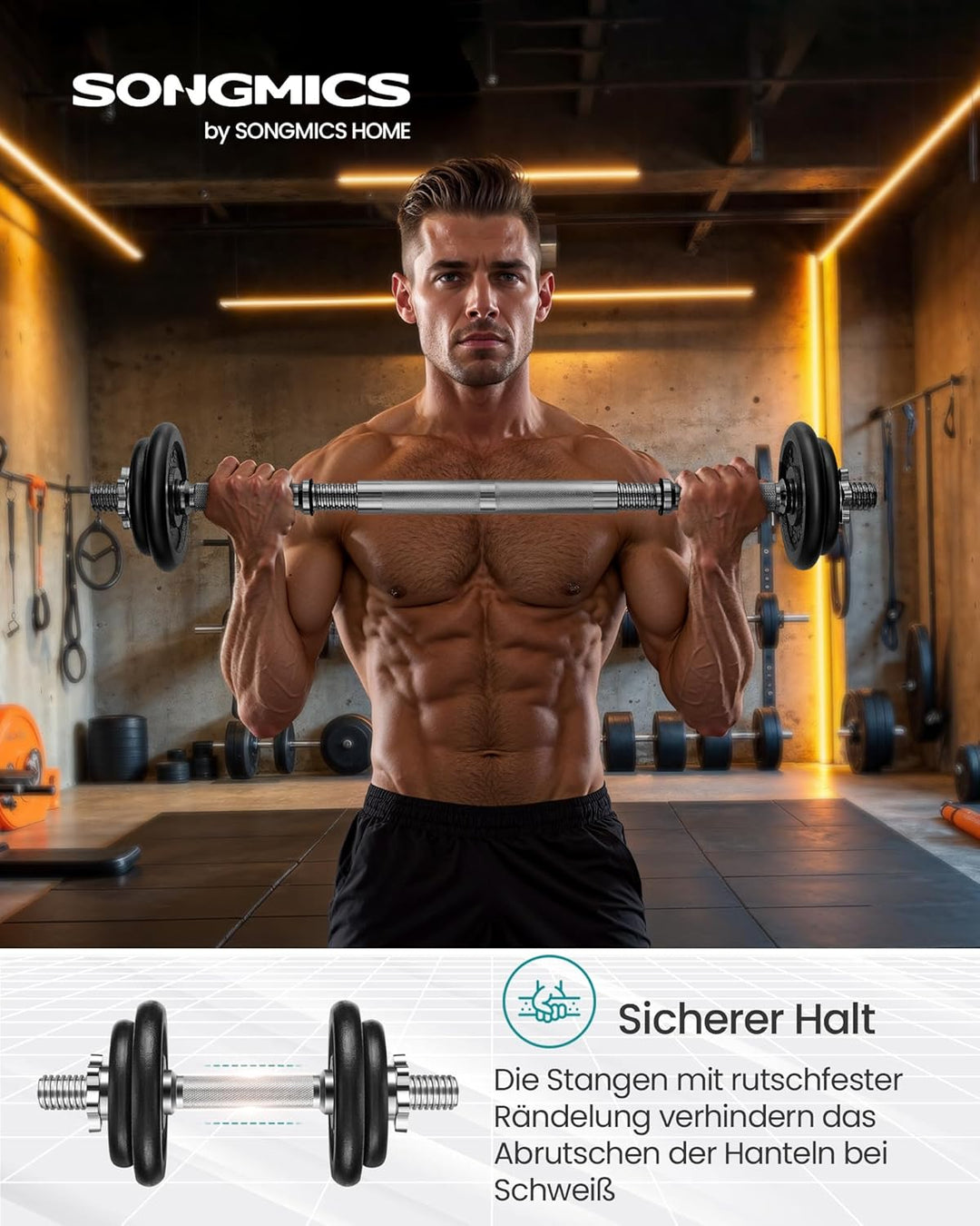 SONGMICS 2-in-1-Hanteln, 2er Set, Hantelset aus Gusseisen, verstellbar, Kurzhantelset mit Verbindung