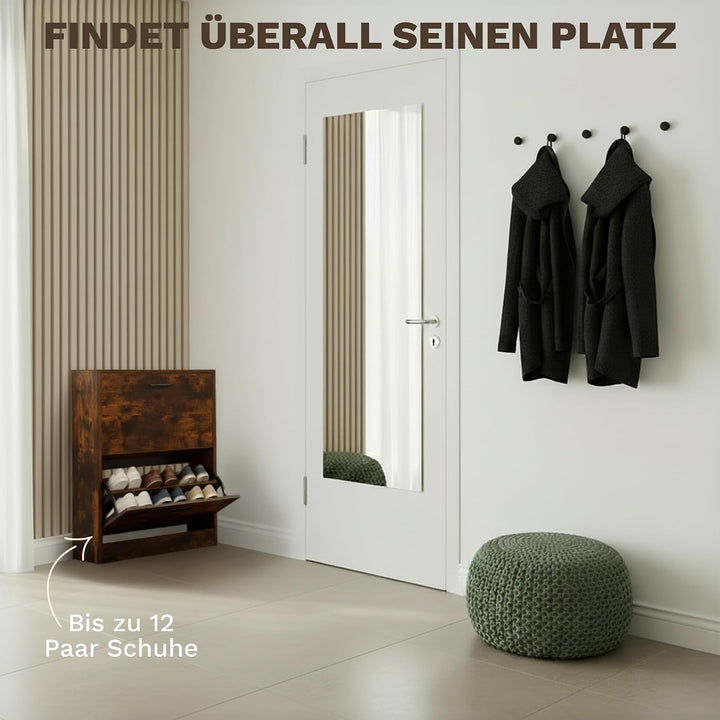 CATAVANA Schuhschrank Schmal - 2 Fächer für 12 Paar - Schuhregal Geschlossen - Platzsparend & Modern