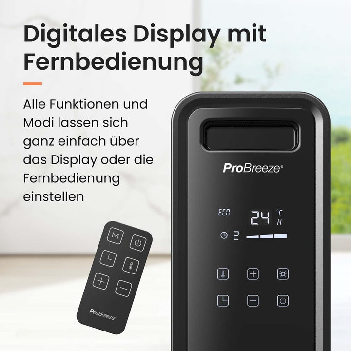 Pro Breeze 2000W Öko Radiator - Heizkörper elektrisch mit 24h Timer, Fernbedienung, Thermostat & Übe