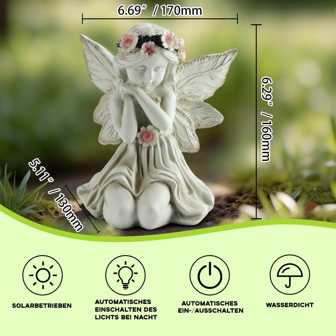 Solar Engel Gartenfiguren mit LED-Licht, Gebetsengel Solarleuchte,Herbstdeko Outdoor, Gartendeko Fig
